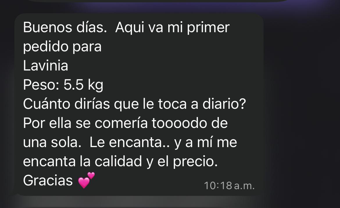 Testimonio de cliente 8 sobre la comida natural Bilu Pets