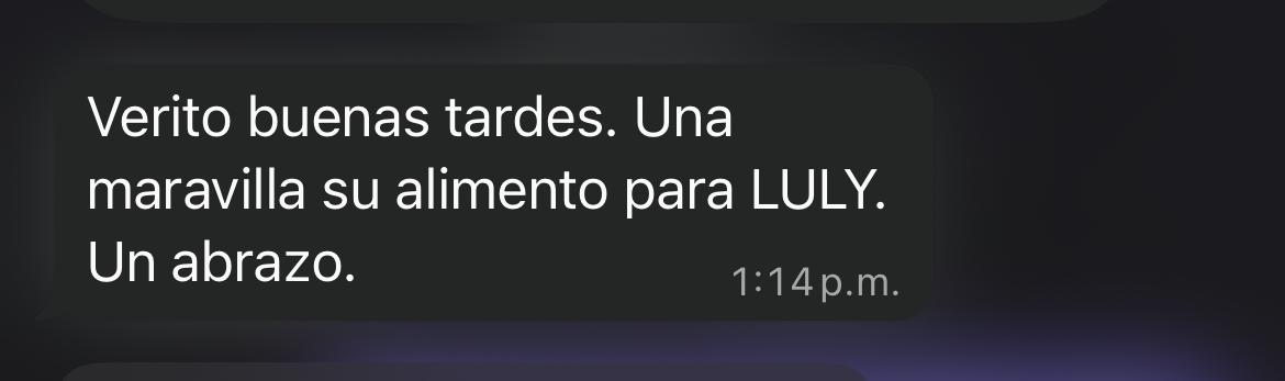Testimonio de cliente 9 sobre la comida natural Bilu Pets